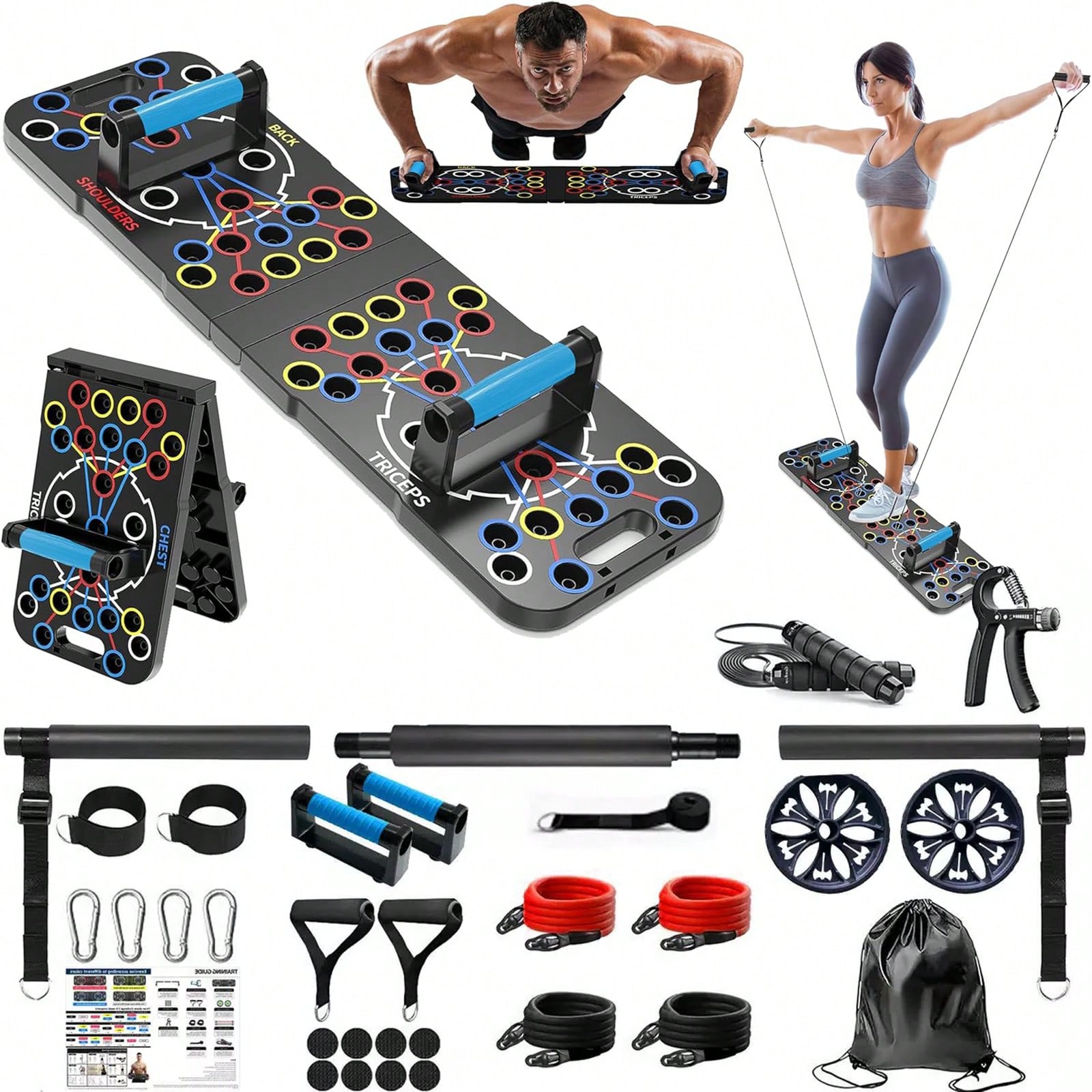 Push Up Board Foldable Multi Function - Conjunto de prancha dobrável multifuncional para