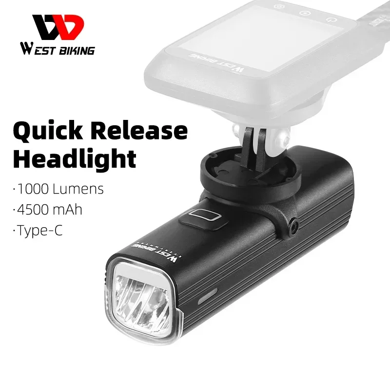 WEST BIKING – Farol de bicicle - Rechargeable Bicycle Headlight 1000 Lumen avaliação e preço